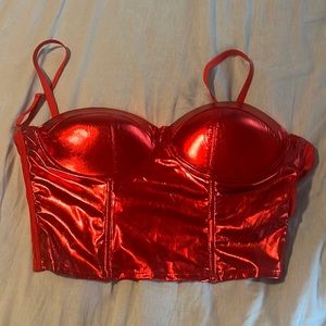 Metallic Red Bustier Top